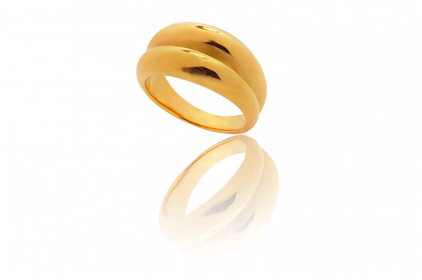Δαχτυλίδι Jade ανοξείδωτο χάλυβας σε χρώμα Χρυσό (N17)